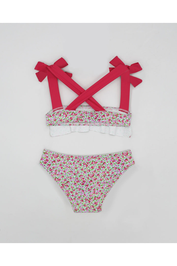 Fina Ejerique PINK FLOWER BIKINI WITH STRAPS AND STRAWBERRY BOWS Ref. P23P65