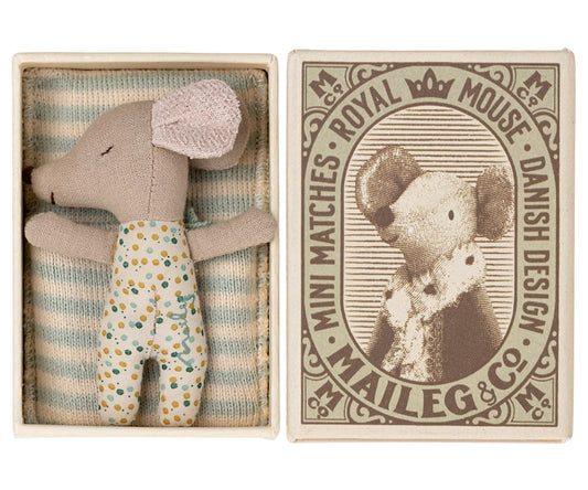 MAILEG MOUSE SLEEPY-WAKEY BABY IN BOX BLUE