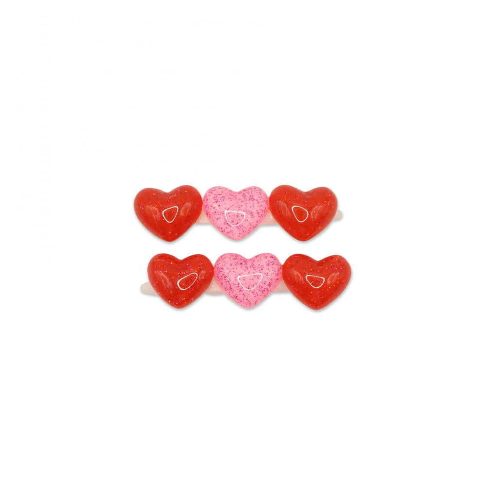 MILK X SODA SPARKLY TRIPLE HEART HAIR CLIP RED