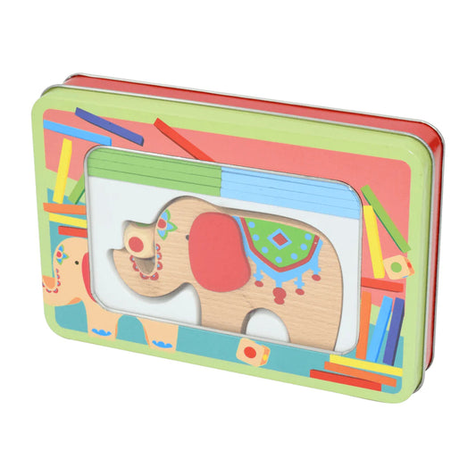 Wooden Elephant Stacking Game In Tin
