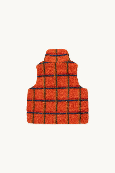 TINYCOTTONS CHECK SHERPA VEST summer red