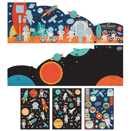 PETIT COLLAGE STICKER ACTIVITY SET-SPACE DISCOVERY MULTI-COLOURED