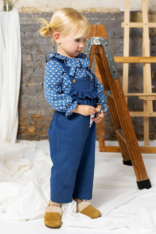 Fina Ejerique BLUE TWILL RUFFLE DUNGAREE O22A54