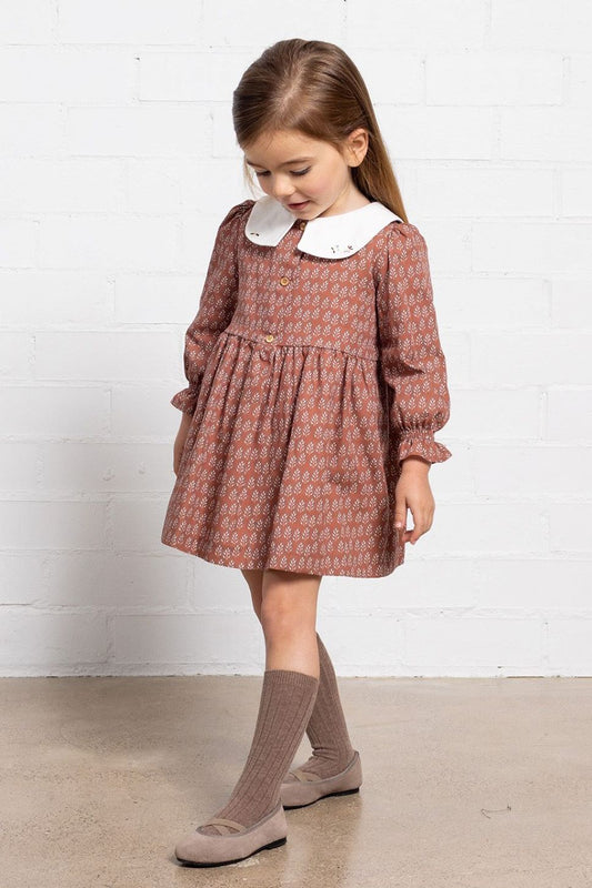 Fina Ejerique BRICK RED EMBROIDERED COLLAR DRESS O22M40