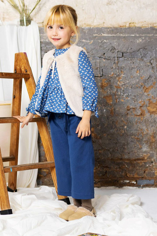 Fina Ejerique WIDE TROUSERS WITH BLUE BOW BELT O22M54