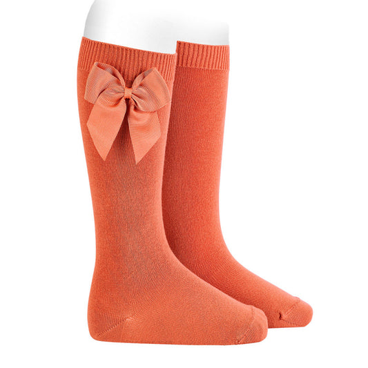 CONDOR Knee-high socks with side grossgrain bow