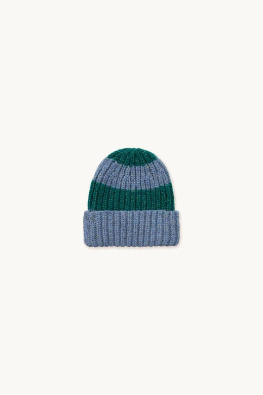 TINYCOTTONS BIG STRIPES BEANIE *cold grey/petrol green*