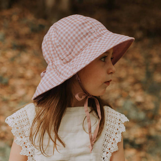 BEDHEAD HATS Girls Reversible Sun Hat - Gingham / Rosa
