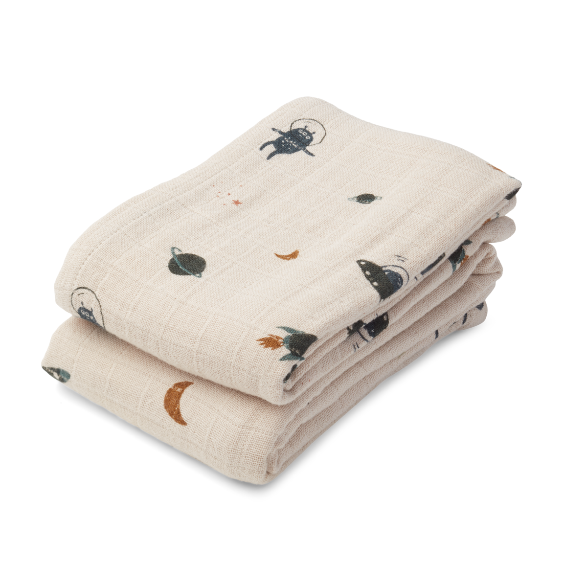 LIEWOOD LEWIS MUSLIN CLOTH 2 PACK SPACE SANDY MIX