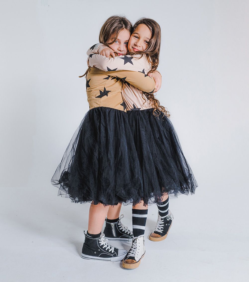 NUNUNU star tulle dress nude