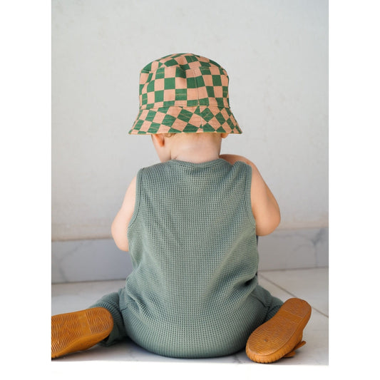 Grech & Co. REVERSIBLE BUCKET HAT - CHECKS SUNSET + ORCHARD