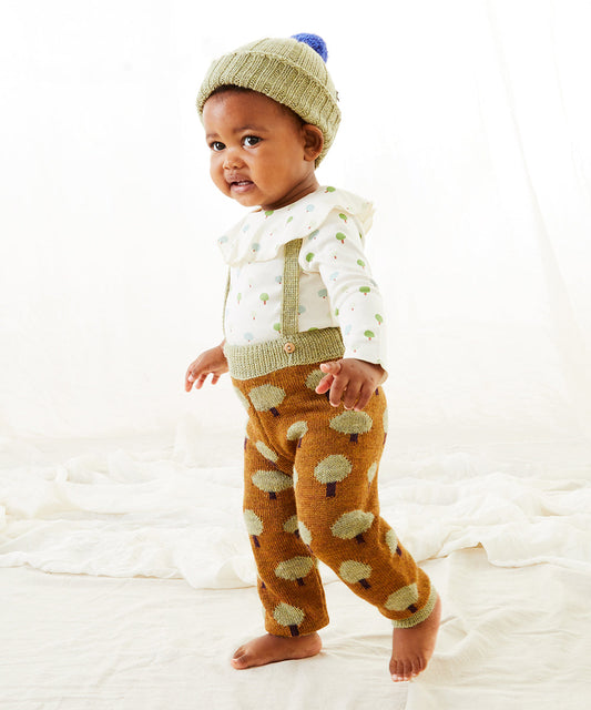 OEUF NYC Tree Motif Suspender Pants Acorn