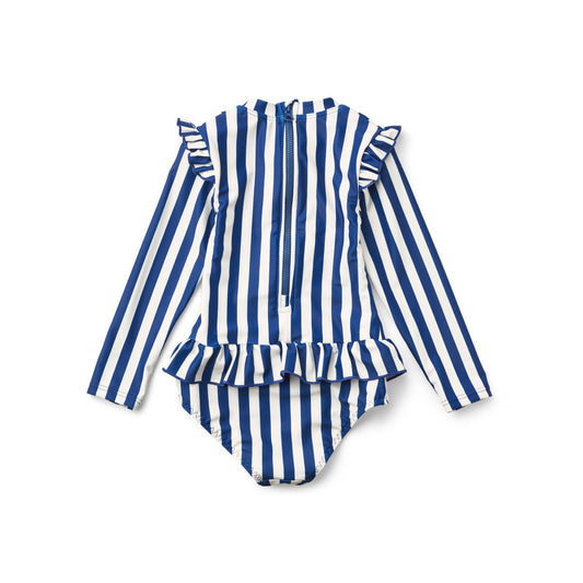 LIEWOOD SILLE SWIM JUMPSUIT STRIPE: SURF BLUE/CREME DE LA CREME