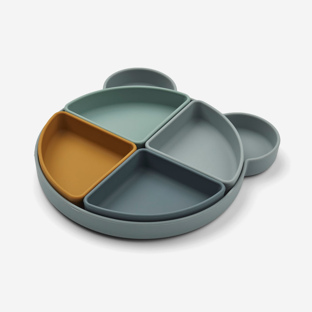 Liewood Arne Divider Plate Mr bear blue fog multi mix