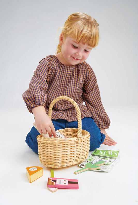 Tender Leaf Toys Wicker Shopping Basket Set