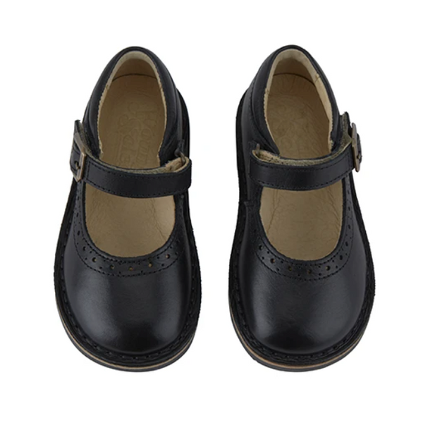 YOUNG SOLES MARTHA VELCRO MARY JANE SHOE BLACK LEATHER