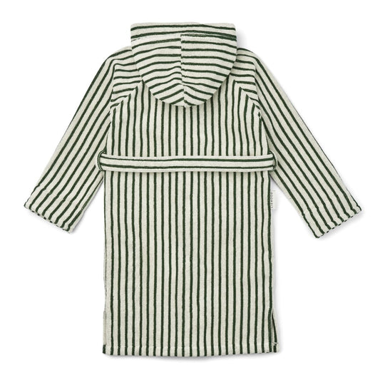 LIEWOOD LEO BATHROBE JUNIOR Y/D STRIPES GARDEN GREEN / CREME DE LA CREME