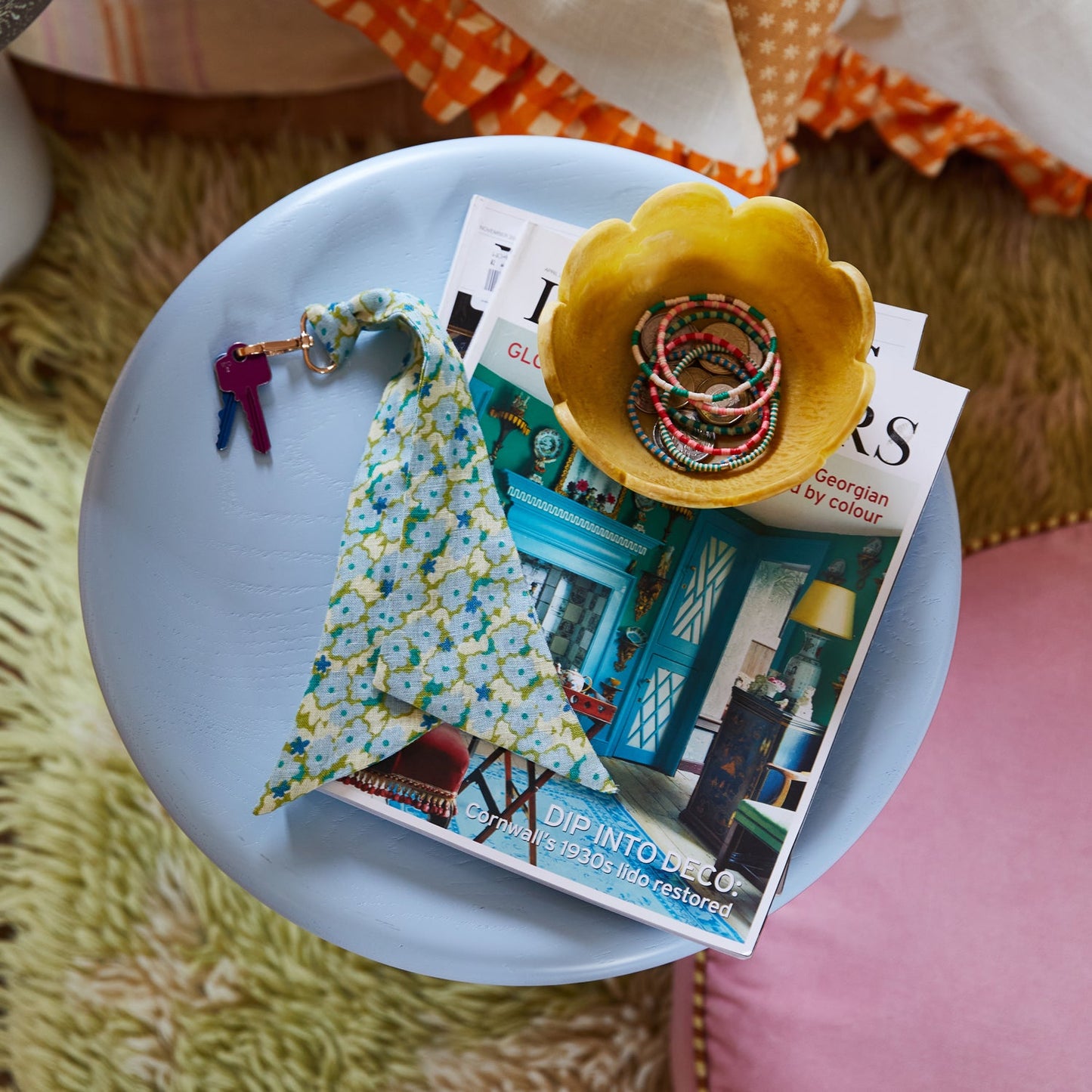 SAGE & CLARE LEYLAND BANDANA KEY RING - CLOUD FLORAL