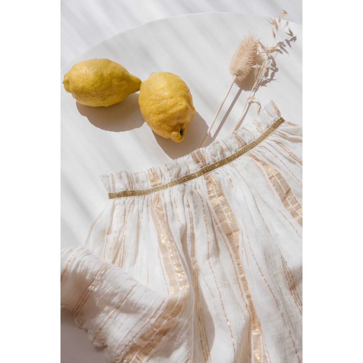 LOUISE MISHA Skirt Salina White & Gold Stripes BABY AND KIDS