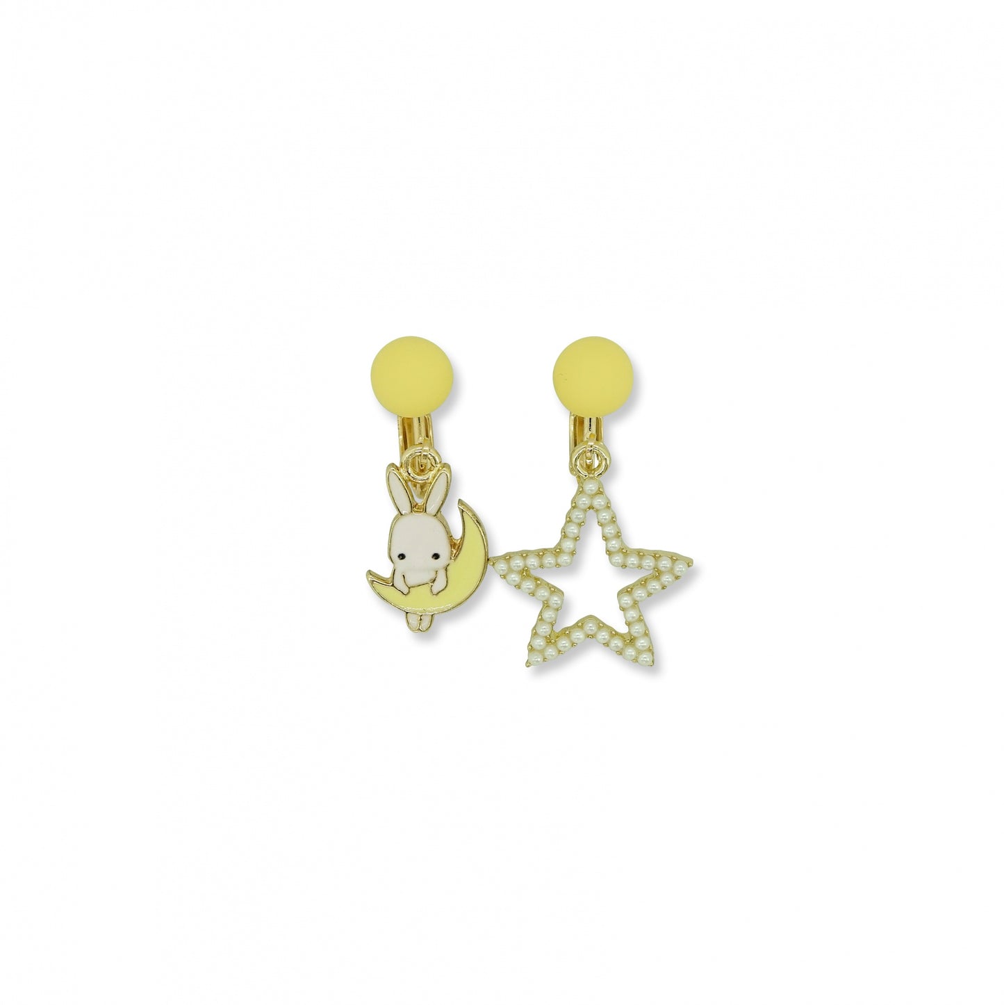 MILK X SODA MOON RABBIT EARRINGS CLIPS YELLOW
