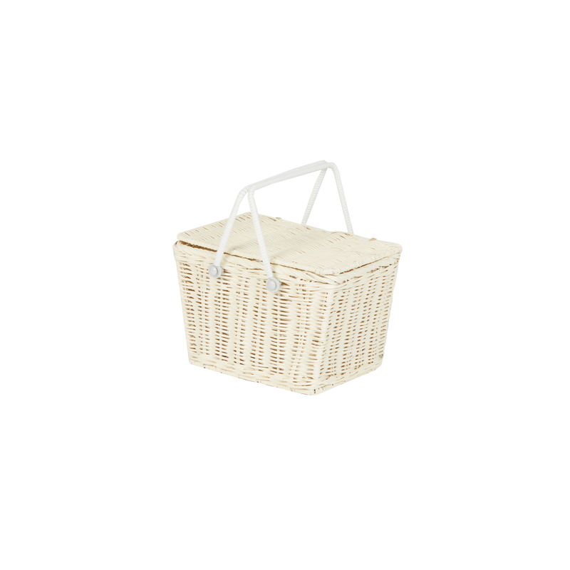 Olli Ella Rattan Piki Basket - Chalk