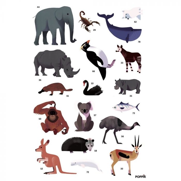 Poppik Animals of the World Sticker Poster 100x68cm