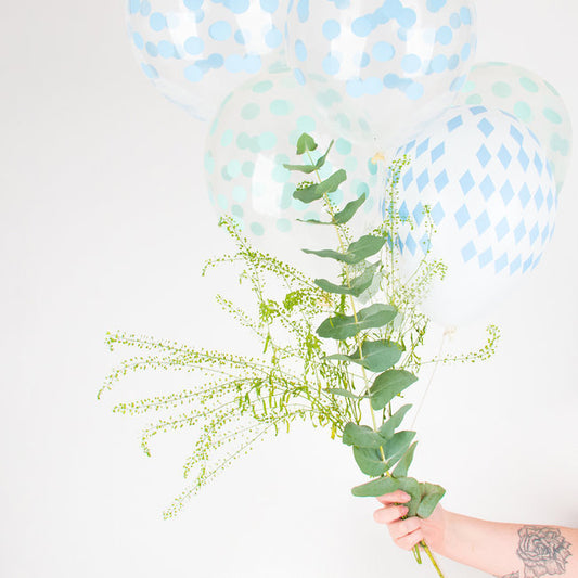 My Little Day balloon - printed balloons - light blue diamonds