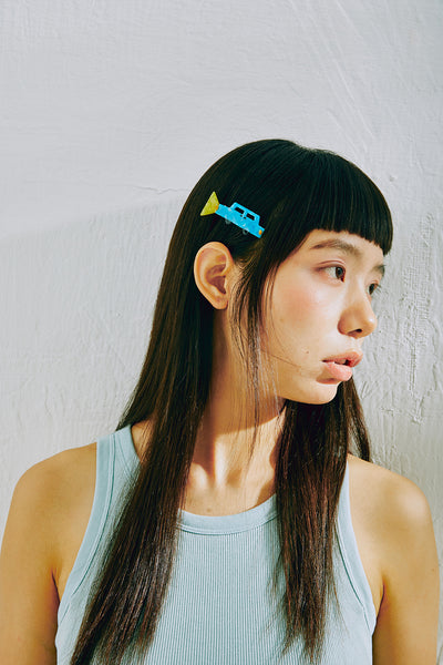 YUJIE Car with head light on hair clip - blue