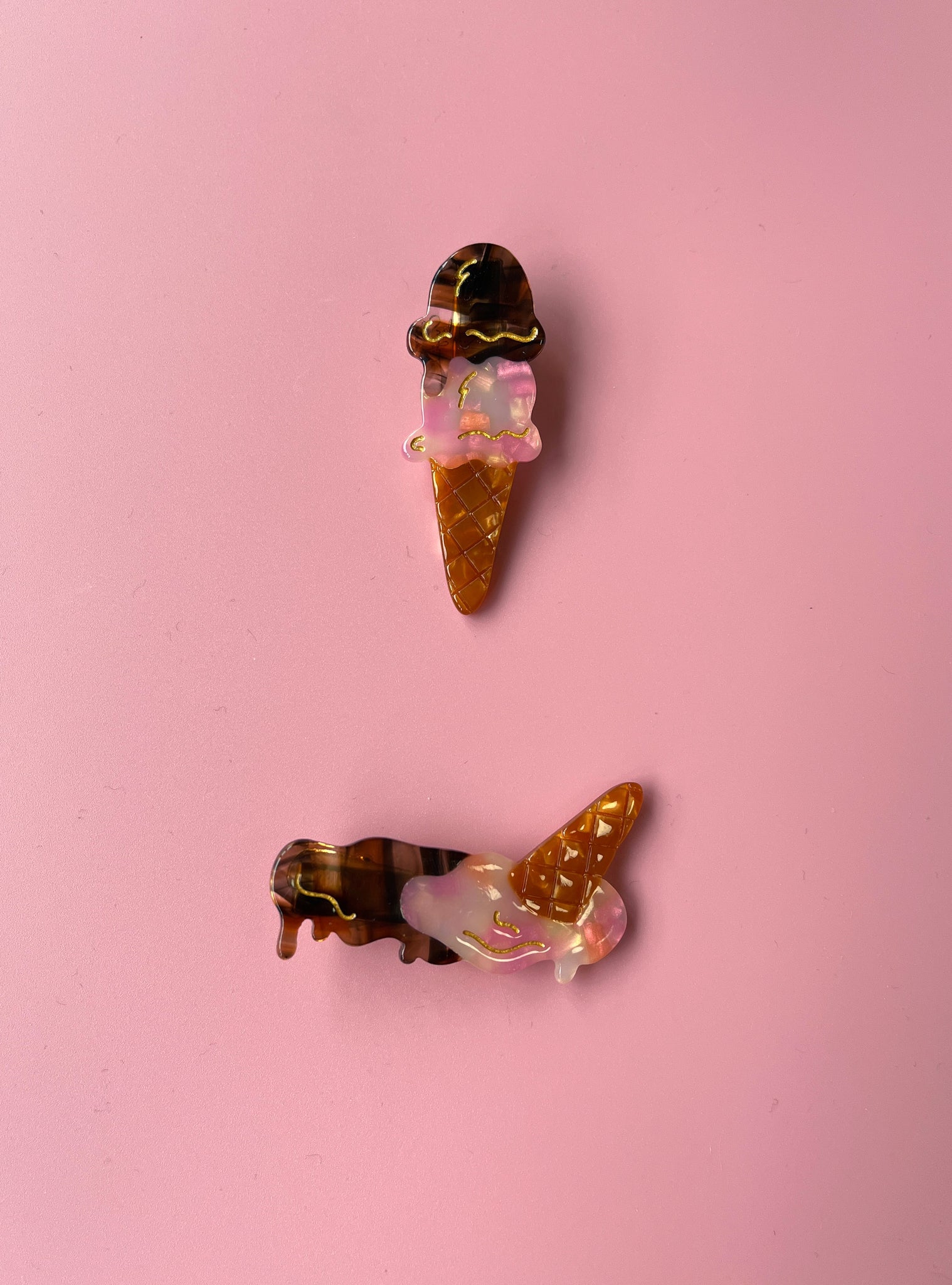 YUJIE Melted ice-cream hair clips- Chocolate & berry