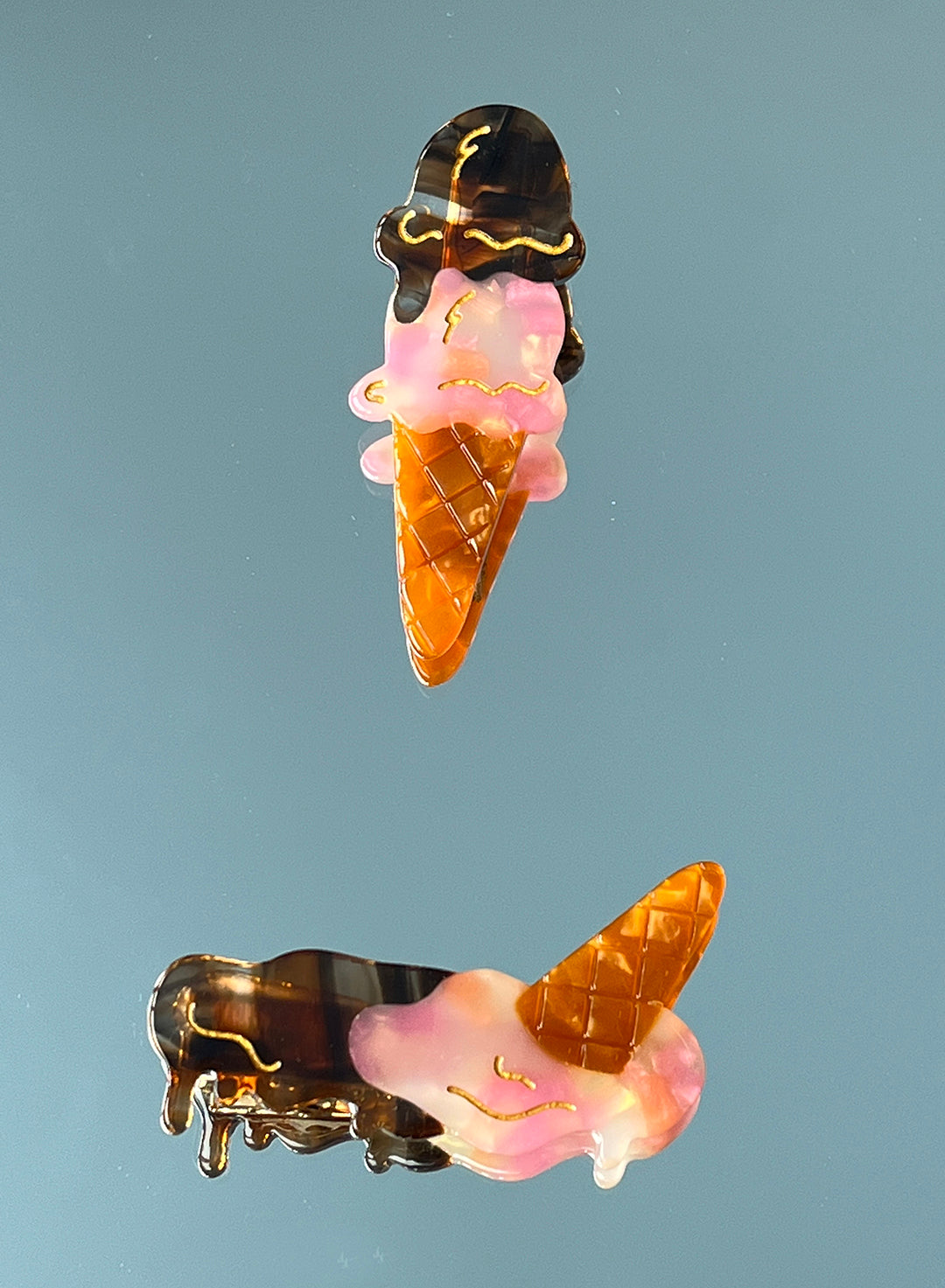 YUJIE Melted ice-cream hair clips- Chocolate & berry
