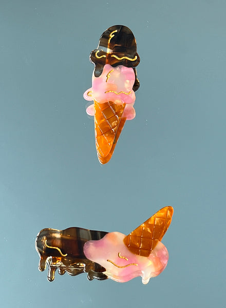 YUJIE Melted ice-cream hair clips- Chocolate & berry