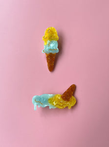 YUJIE Melted ice-cream hair clips - Mango & mint