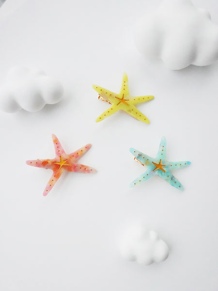 YUJIE Seastar hair clips - coral