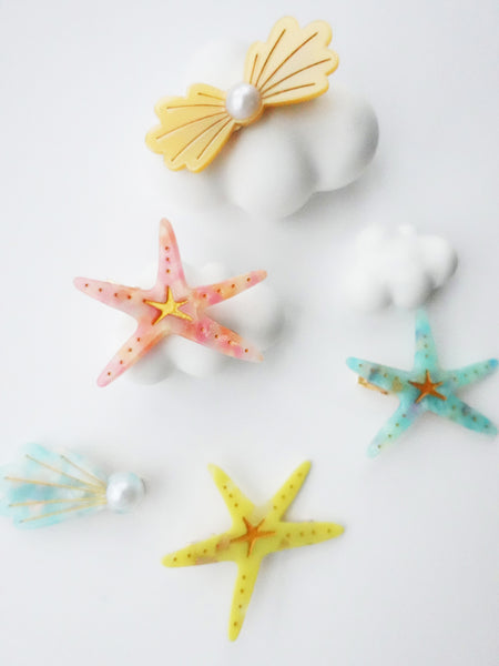 YUJIE Seastar hair clips - coral