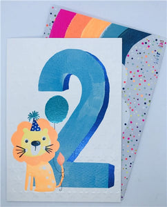 PAPER SALAD Age 2 Boy Lion BIRTHDAY CARD