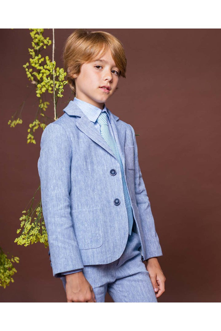 Fina Ejerique LINEN ITALIAN COLLAR SHIRT BLUE  Ref. P23E67