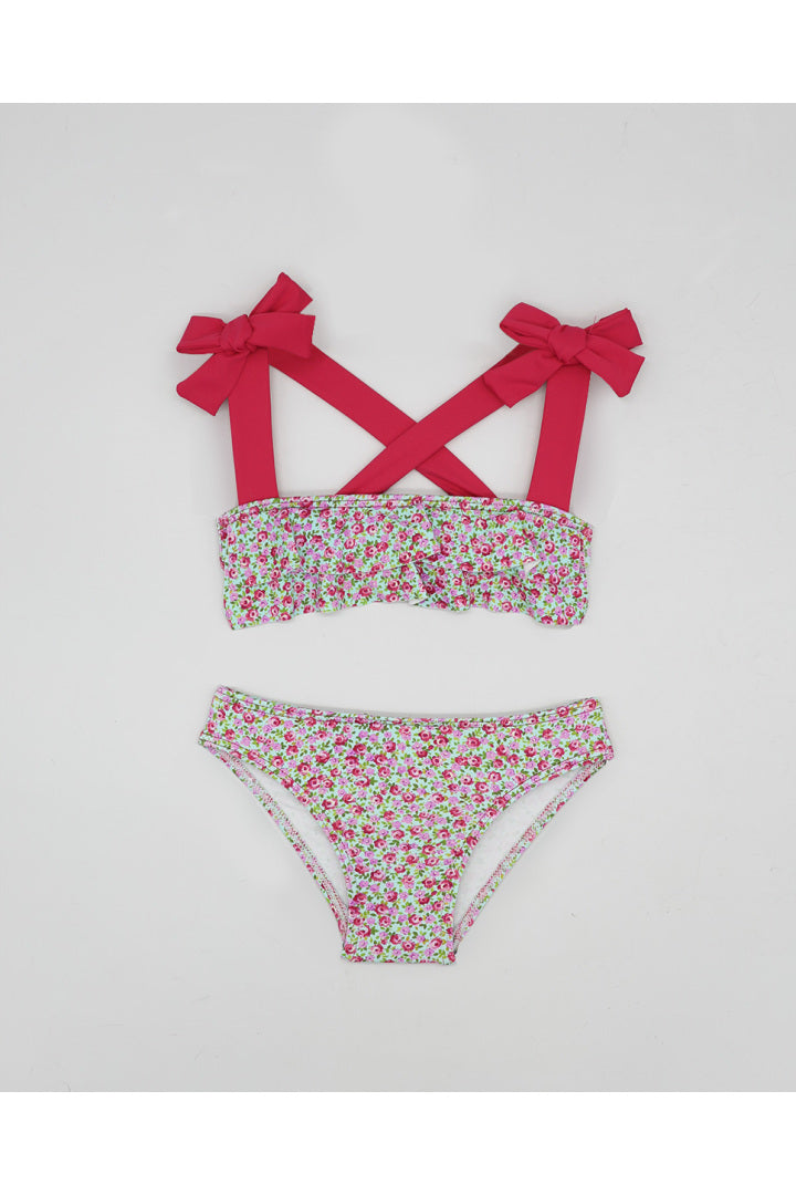Fina Ejerique PINK FLOWER BIKINI WITH STRAPS AND STRAWBERRY BOWS  Ref. P23P65