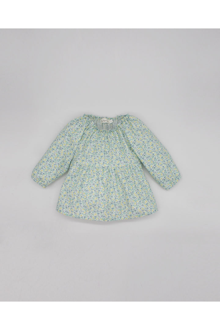 Fina Ejerique YELLOW, BLUE AND GREEN FLORAL BLOUSE WITH PUFFED SLEEVES  Ref. P23M16