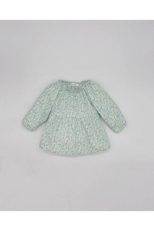 Fina Ejerique YELLOW, BLUE AND GREEN FLORAL BLOUSE WITH PUFFED SLEEVES  Ref. P23M16