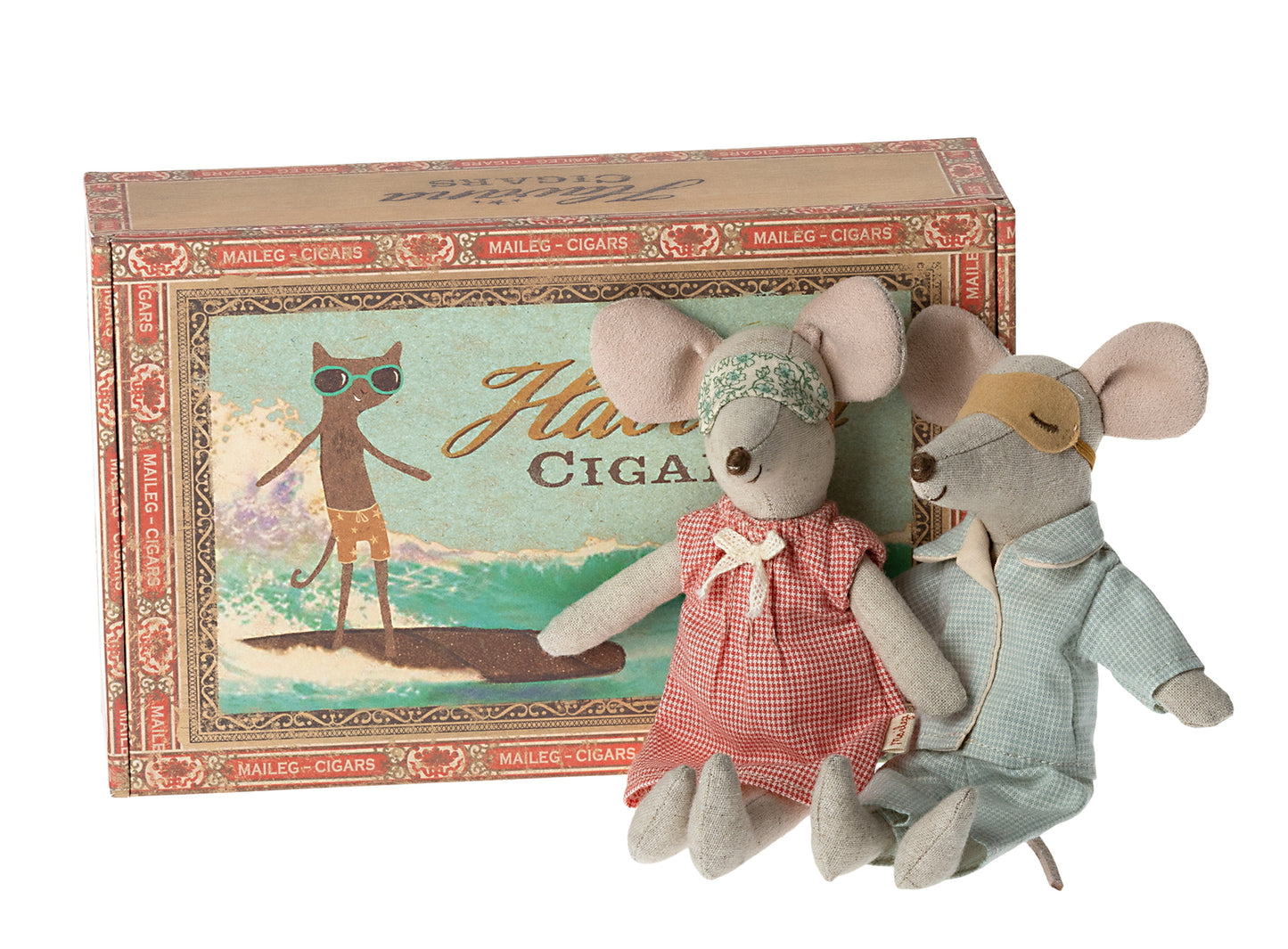MAILEG MUM AND DAD MICE IN CIGARBOX