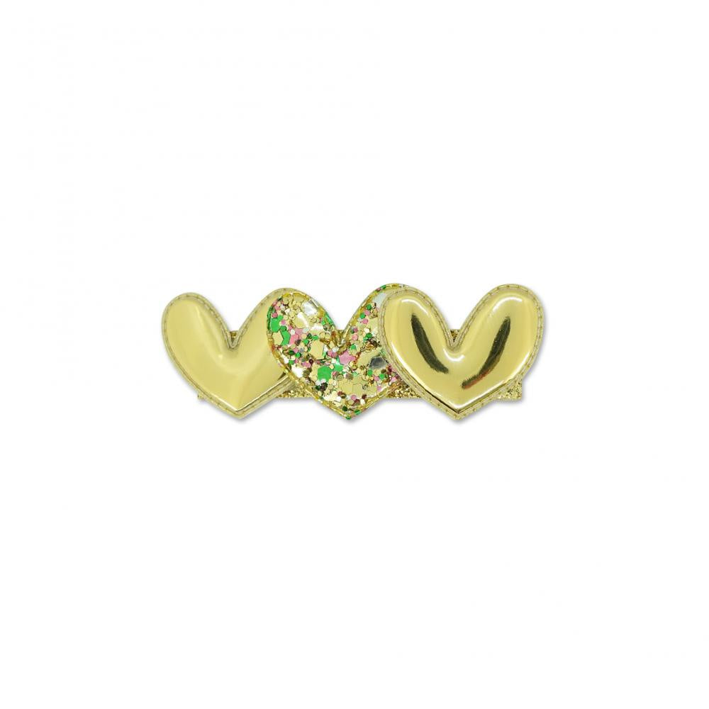 MILK X SODA TRIPLE HEART HAIR CLIP GOLD
