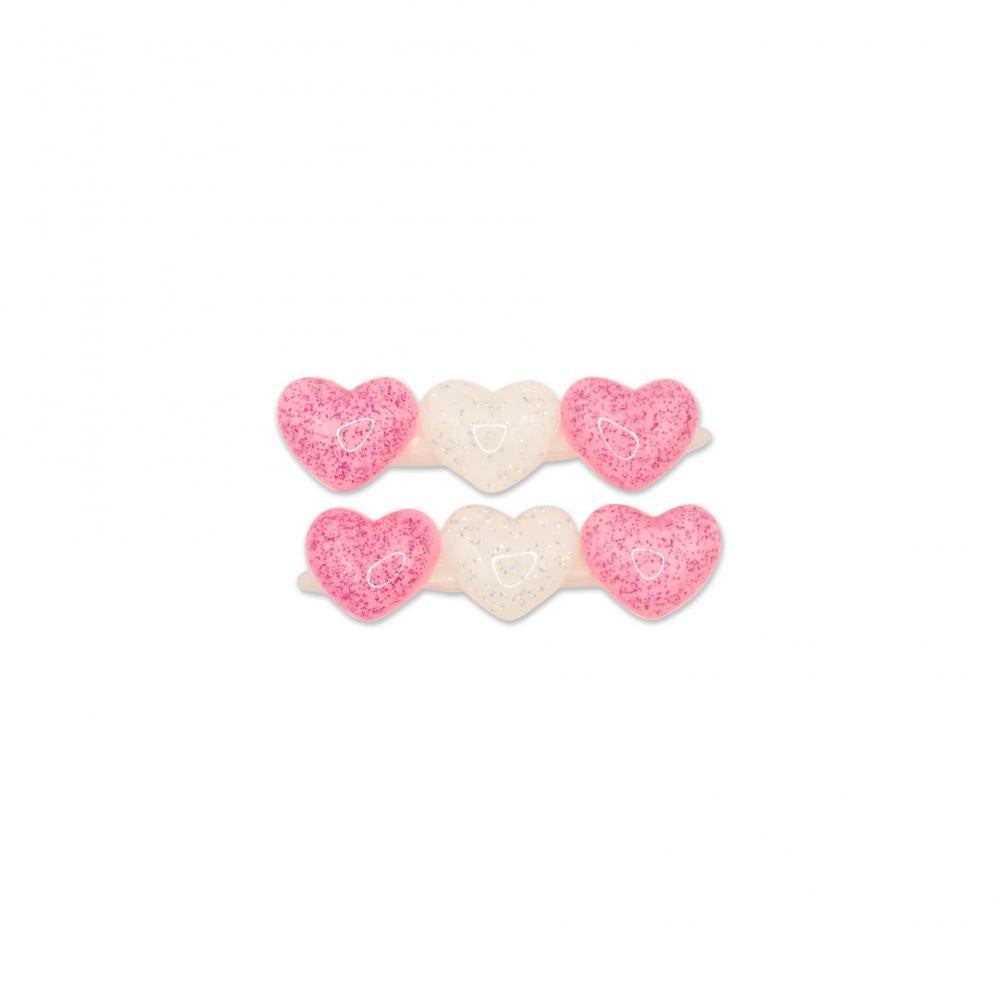 MILK X SODA SPARKLY TRIPLE HEART HAIR CLIP PINK