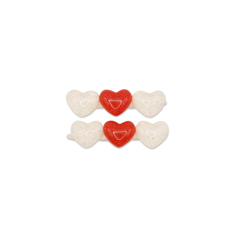MILK X SODA SPARKLY TRIPLE HEART HAIR CLIP WHITE