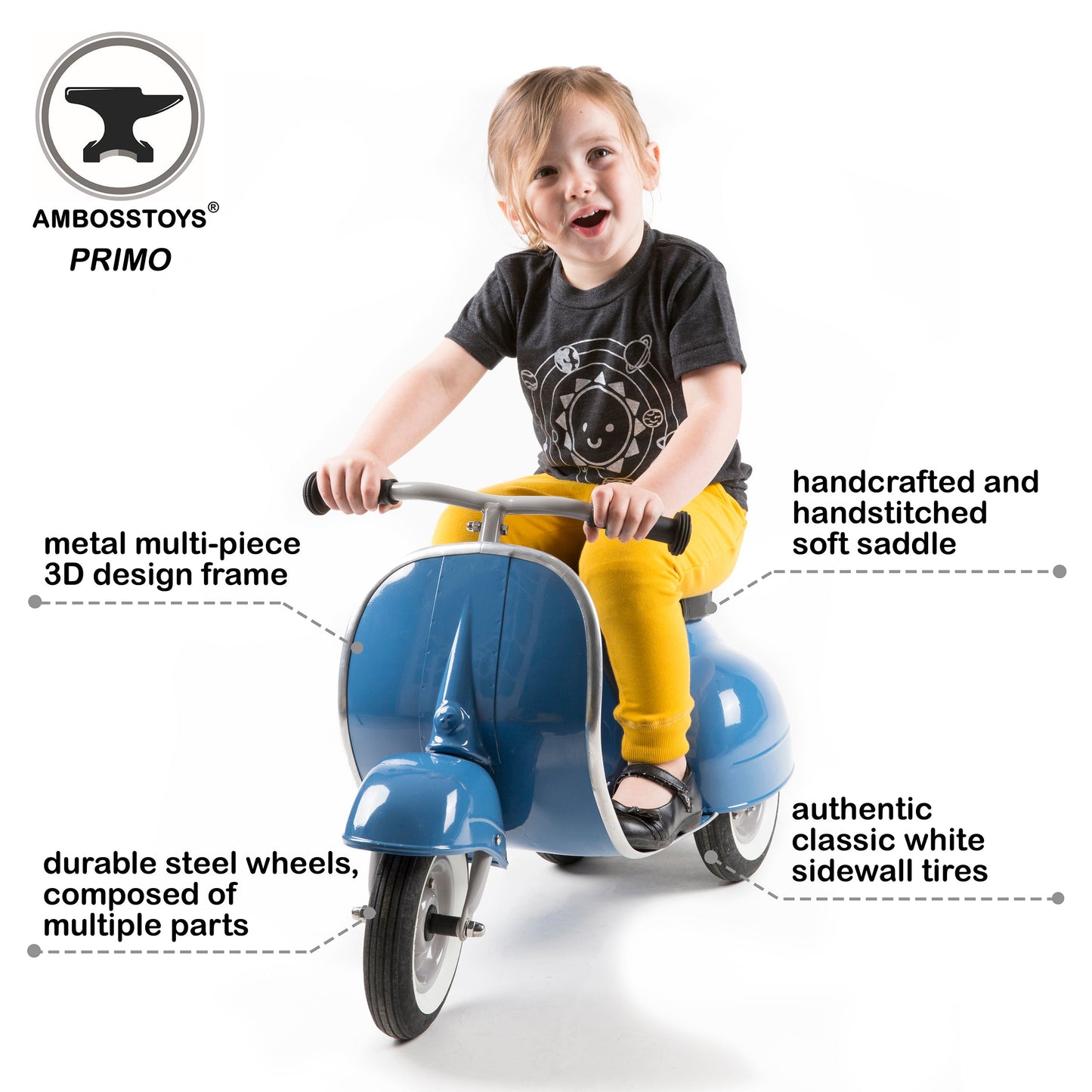 Ambosstoys PRIMO Ride On Kids Toy Classic (Blue)