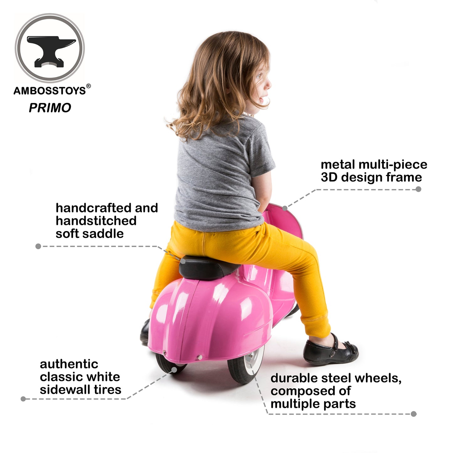 Ambosstoys PRIMO Ride On Kids Toy Classic (Pink)