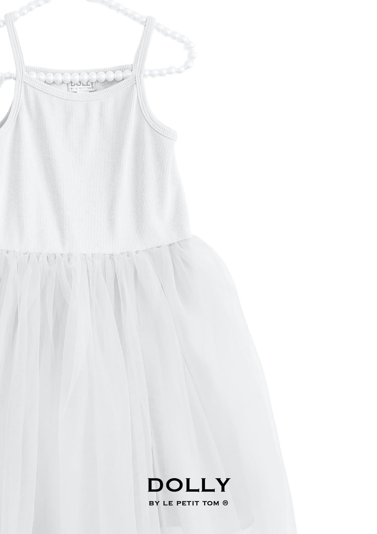DOLLY BY LE PETIT TOM ® RIB COTTON TUTU DRESS WHITE