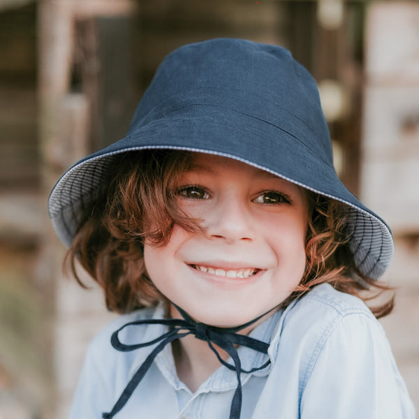 BEDHEAD HATS 'Explorer' Kids Classic Bucket Sun Hat - Charlie / Indigo