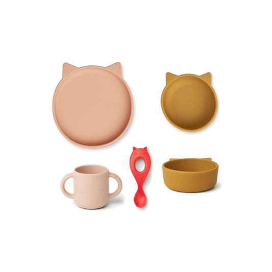 VIVI SILICONE TABLEWARE 4 PACK Cat rose multi mix