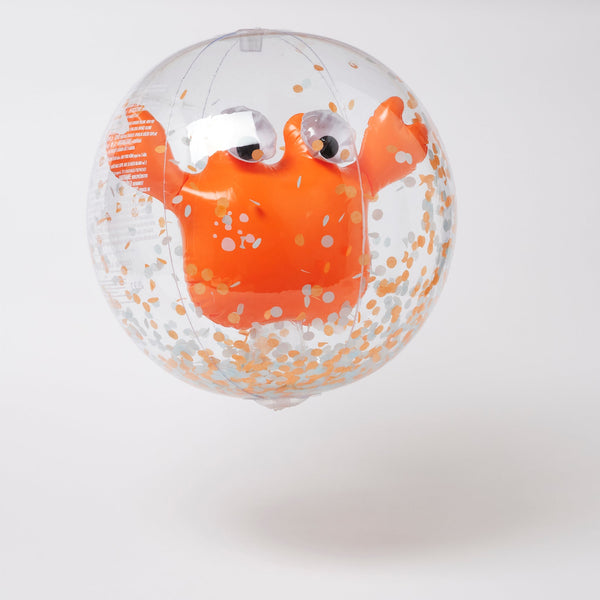 SUNNYLIFE 3D Inflatable Beach Ball Sonny the Sea Creature Neon Orange