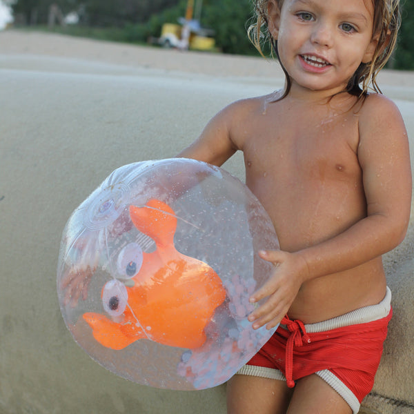SUNNYLIFE 3D Inflatable Beach Ball Sonny the Sea Creature Neon Orange